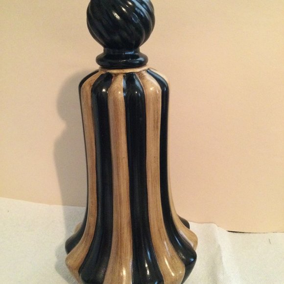 Big 15 3/4" tall ceramic jar with lid brown and black decorative jar home decor - Picture 1 of 9